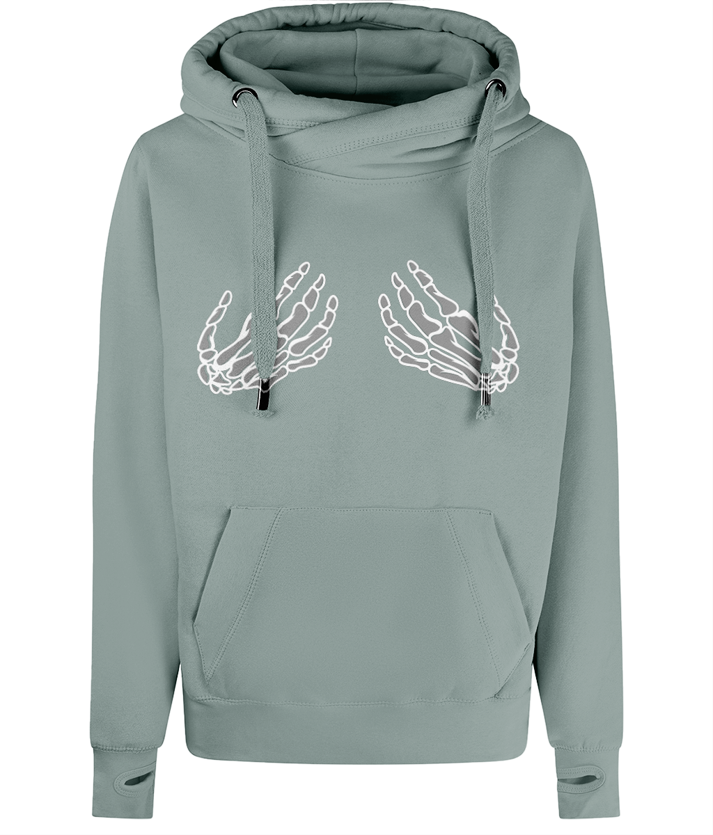 Unisex Cross Neck Skeleton Hand Hoodie