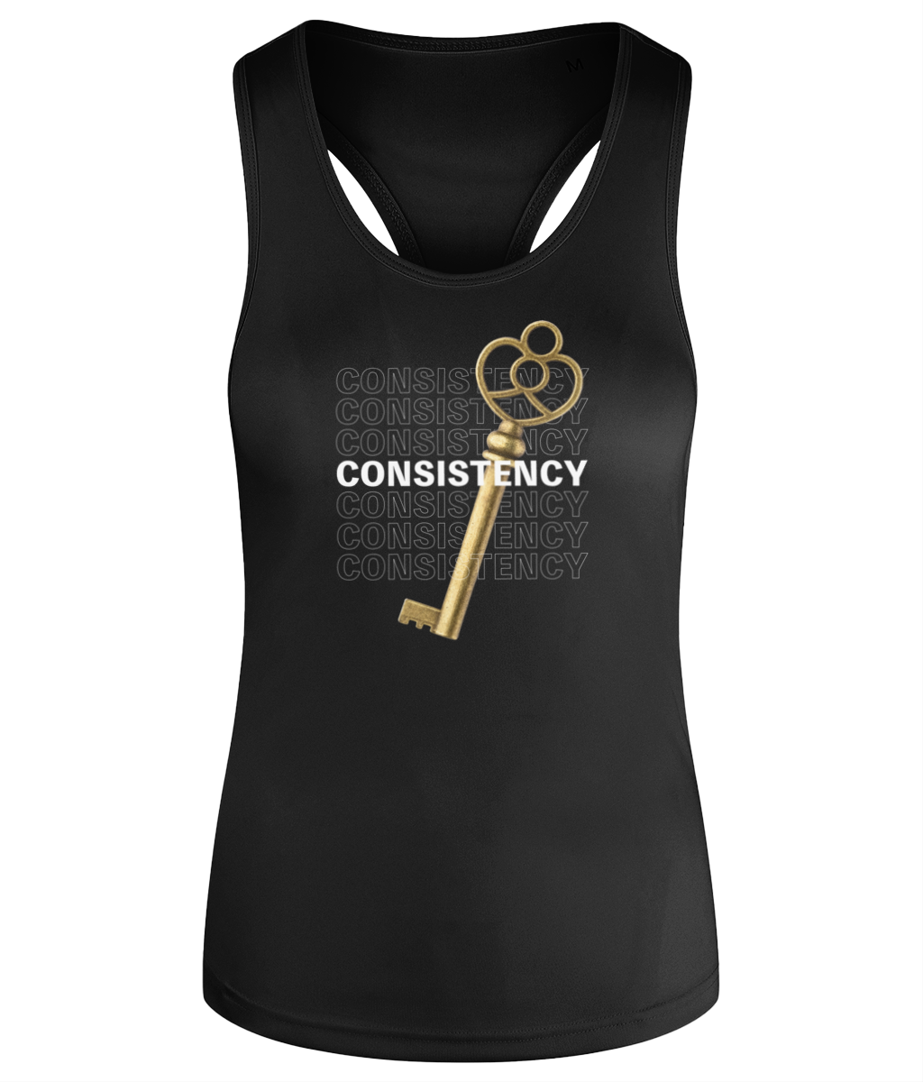 Consistency is Key Women's Recycled Racerback Vest Gym Tank Top