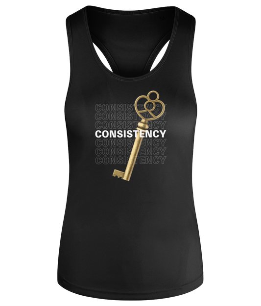 Consistency is Key Women's Recycled Racerback Vest Gym Tank Top