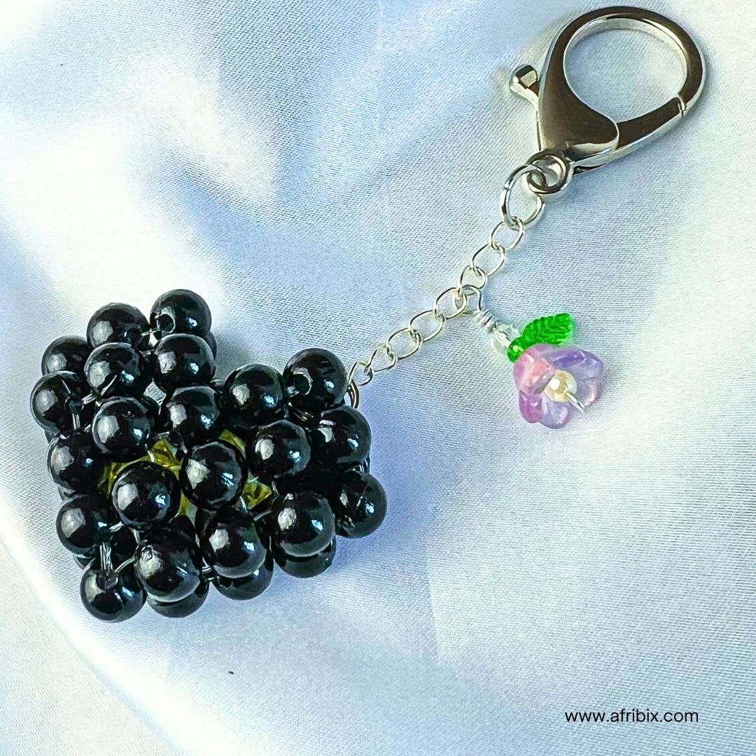 Love Heart Black Bag Charm, Women's Floral Bag Accessory