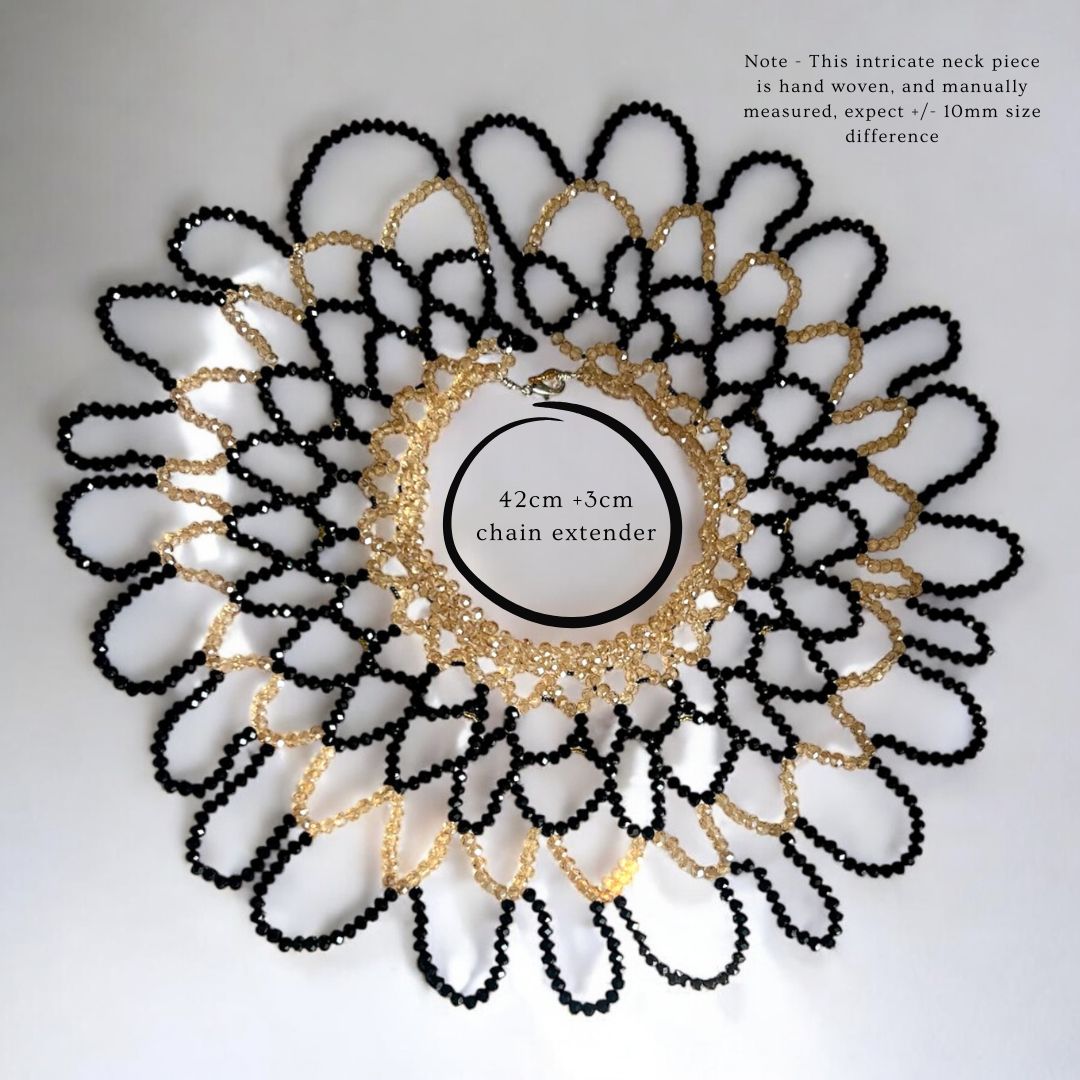 Gold and Black Multilayer Crystal Choker Necklace