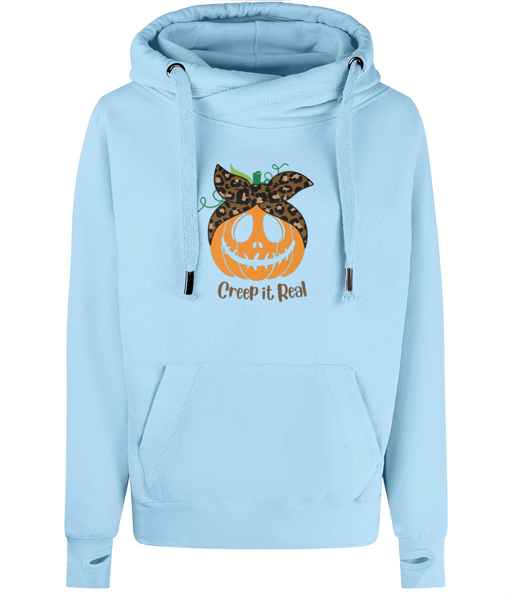 Unisex Halloween Pumpkin Cross Neck Hoodie