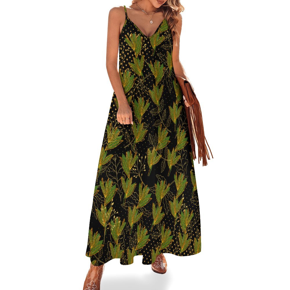 AfriBix Ankara Spaghetti Strap Women's Maxi Long Dress