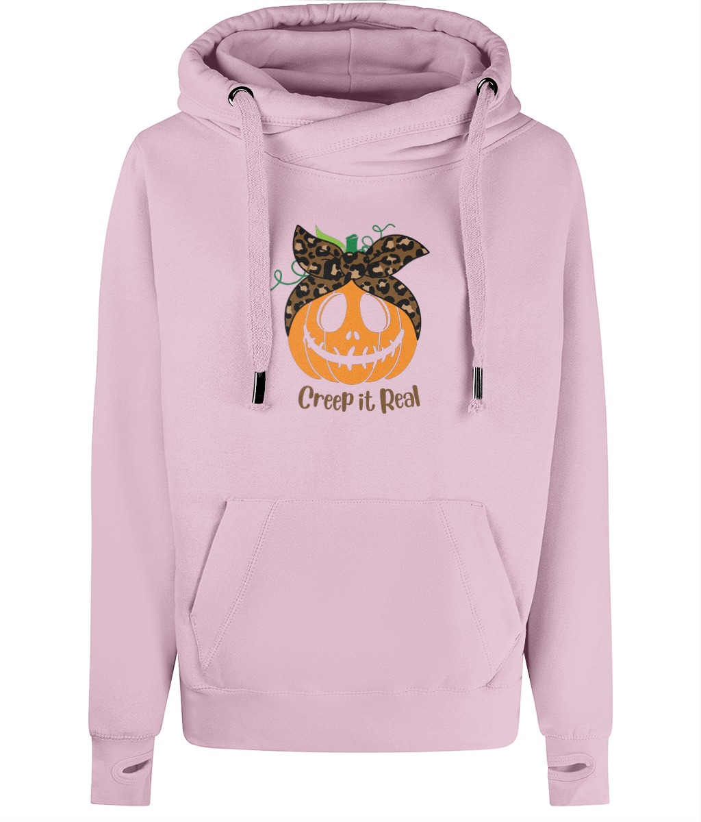 Unisex Halloween Pumpkin Cross Neck Hoodie