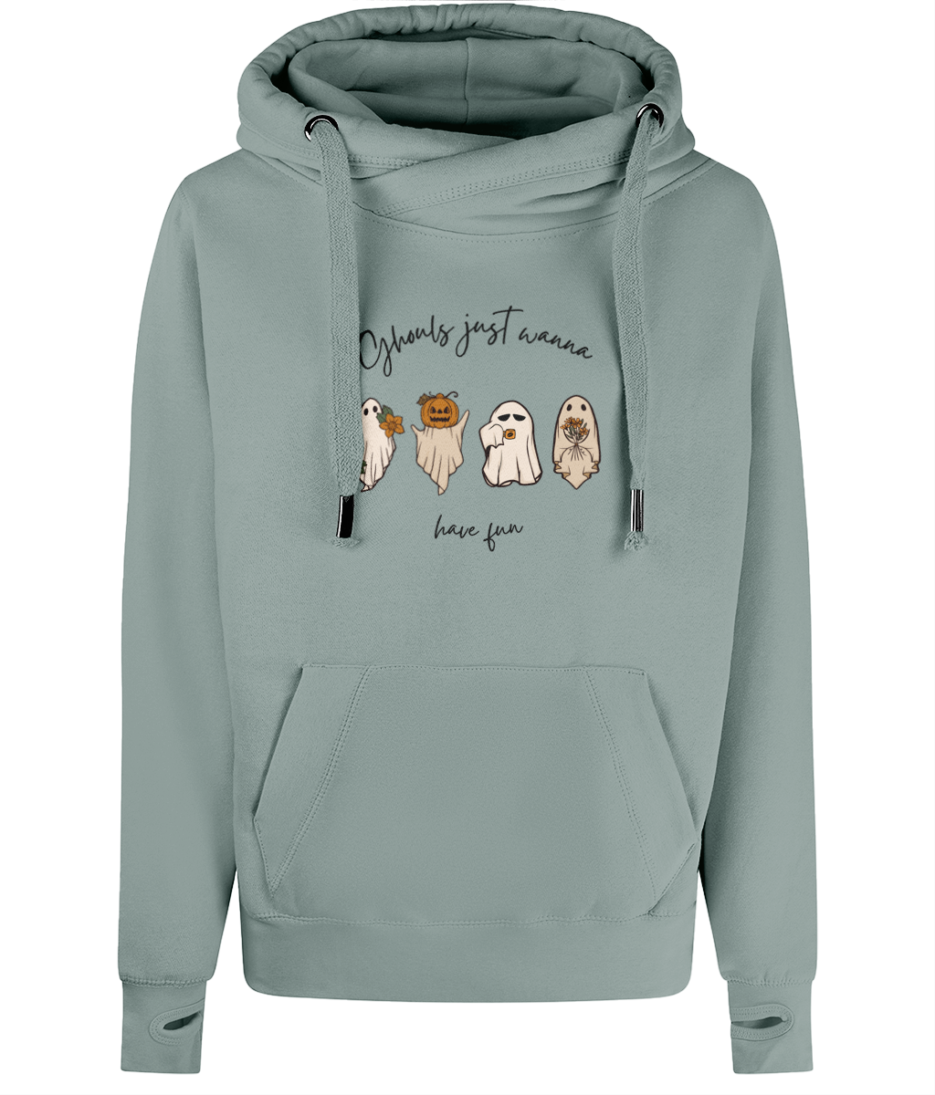Unisex Halloween Cross Neck Ghost Hoodie