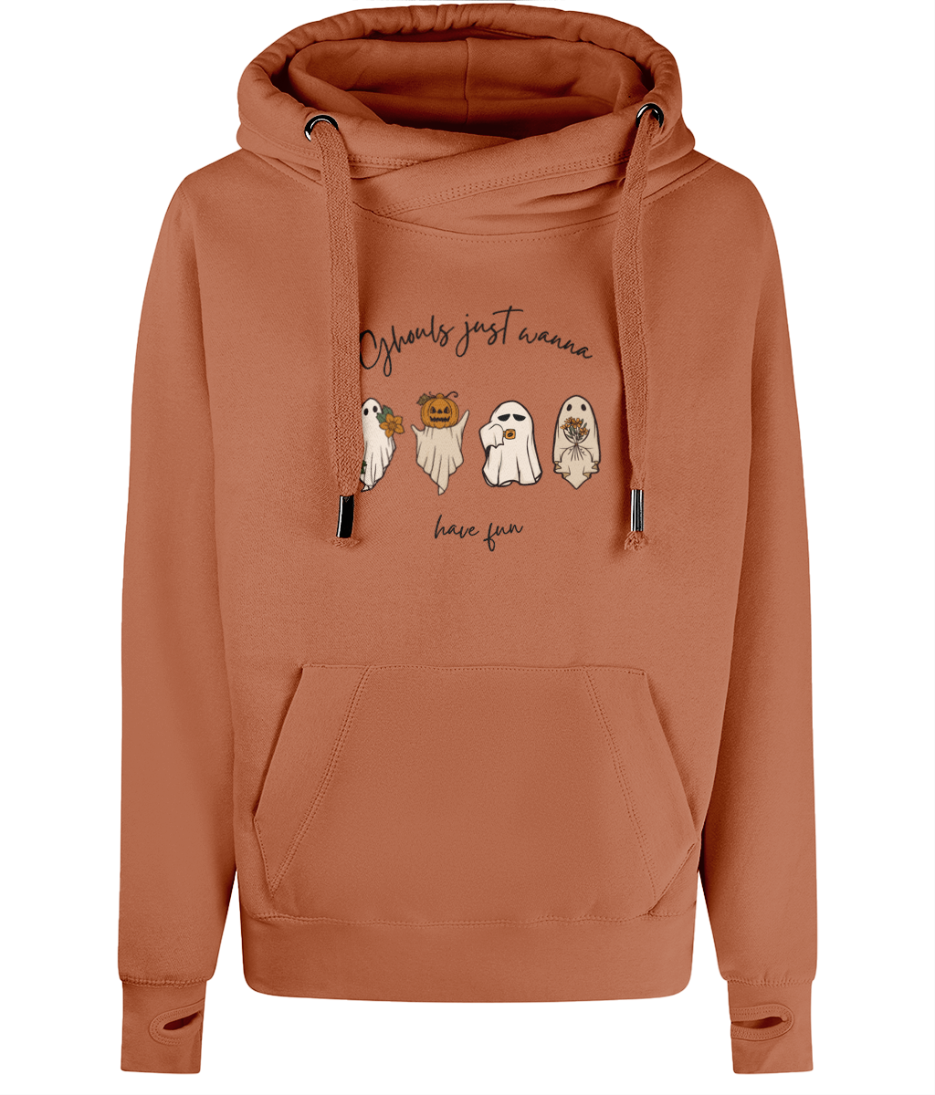 Unisex Halloween Cross Neck Ghost Hoodie