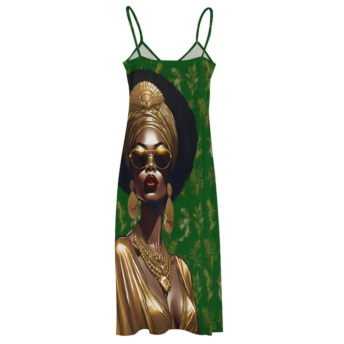 Green Spaghetti Strap Women's Maxi Long Dress