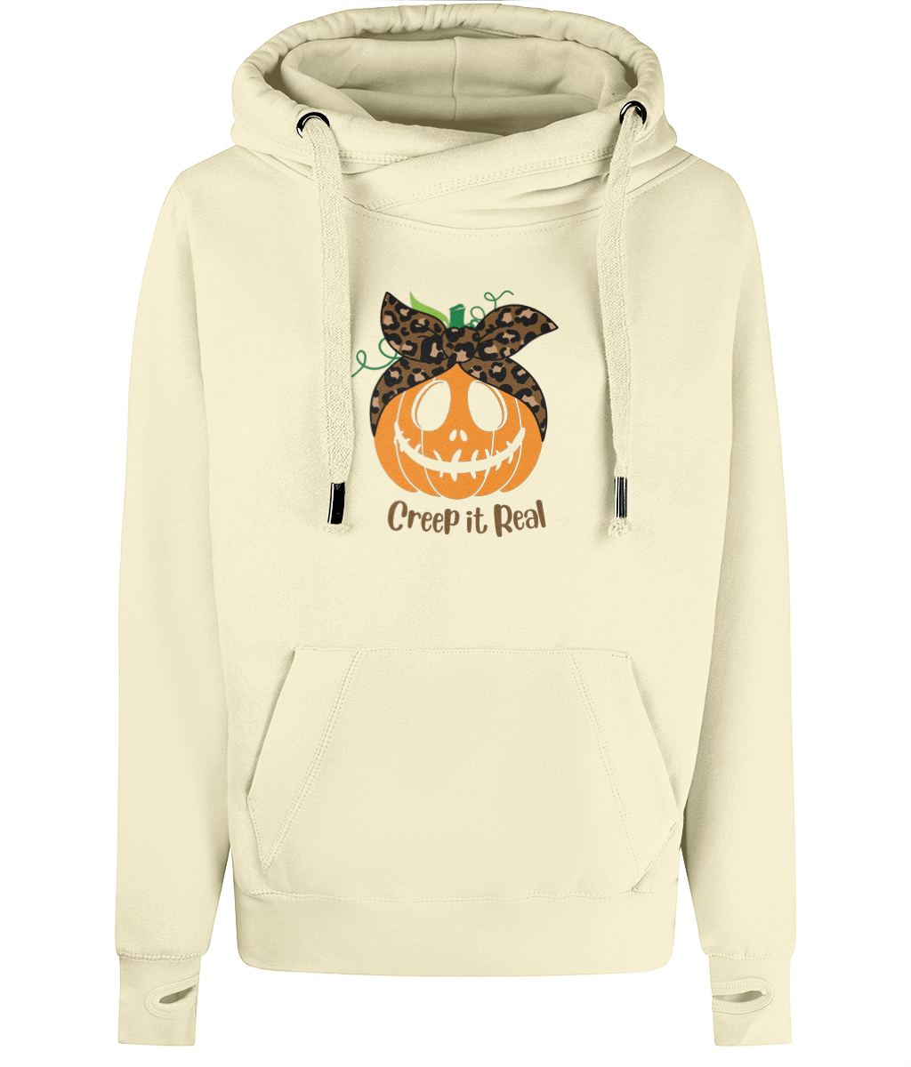 Unisex Halloween Pumpkin Cross Neck Hoodie