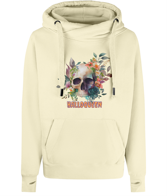 Unisex Halloween Skull Quote Cross Neck Hoodie