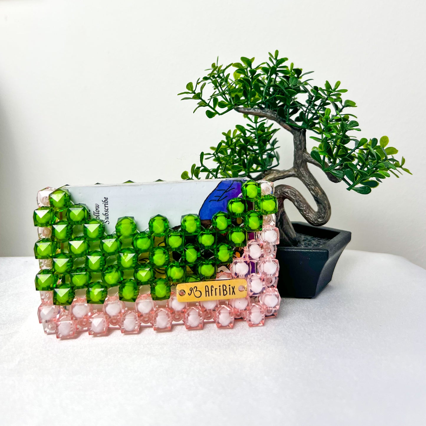 Pink and Green Business Card and Credit Card Holder