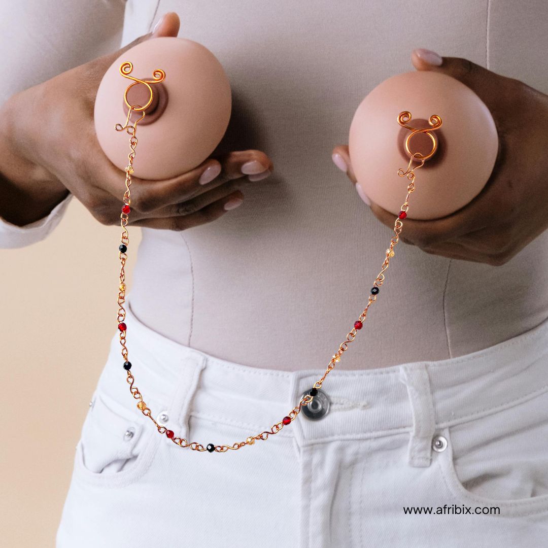 Adagio Chain Adjustable Non-permanent Crystal Nipple Rings, No Piercing Jewellery