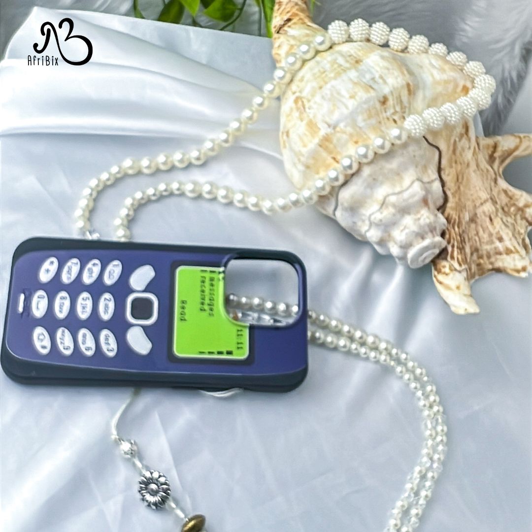 Ivory White Cross Body Necklace Mobile Phone Strap Carry