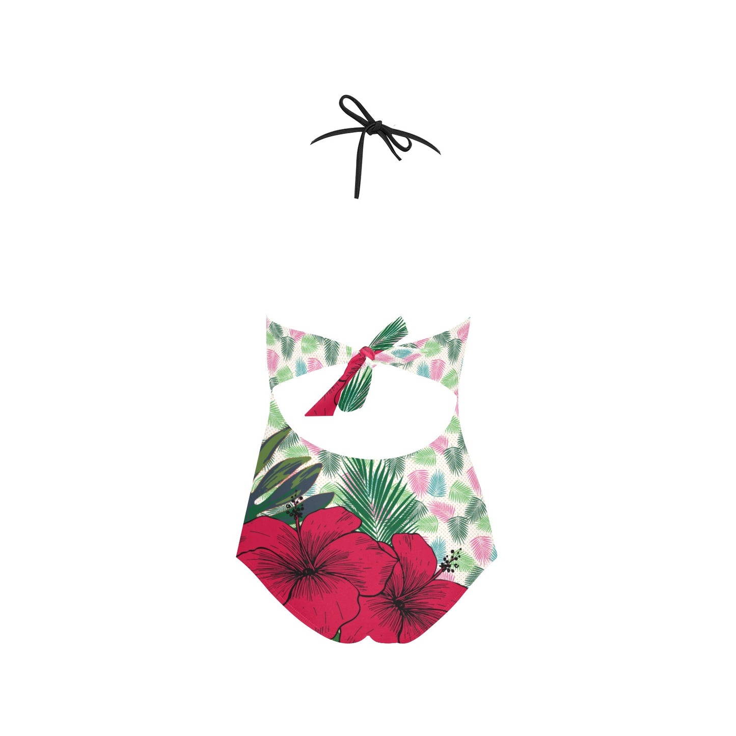 Queen Vee Hibiscus One Piece Lace Embossed White Floral Swimsuit
