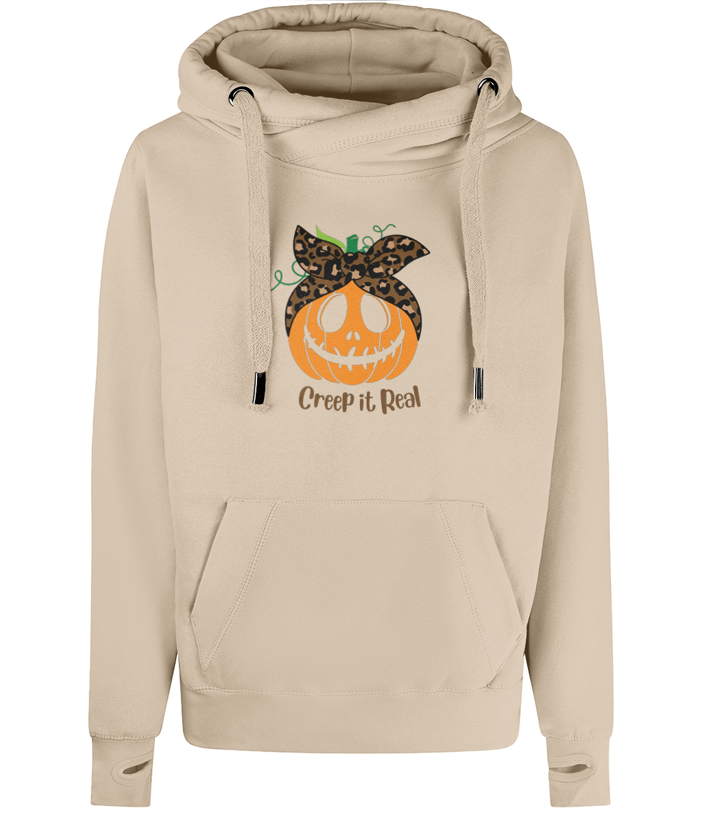 Unisex Halloween Pumpkin Cross Neck Hoodie