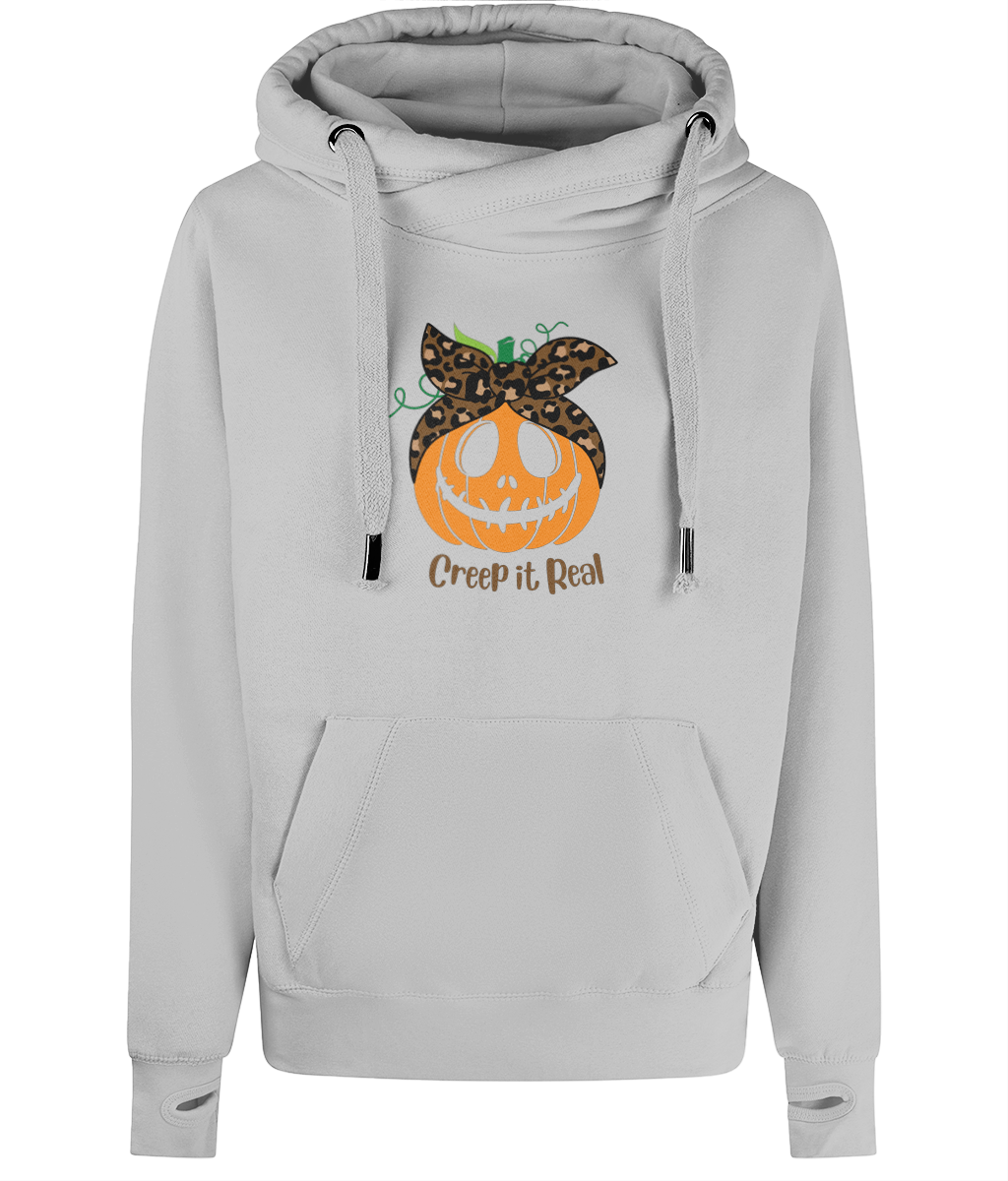 Unisex Halloween Pumpkin Cross Neck Hoodie