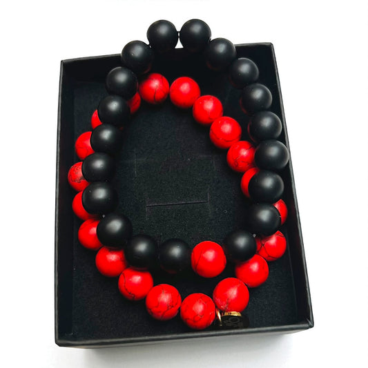 Red Jasper Elastic Bracelet Set