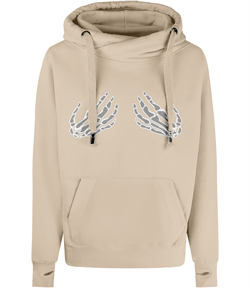 Unisex Cross Neck Skeleton Hand Hoodie