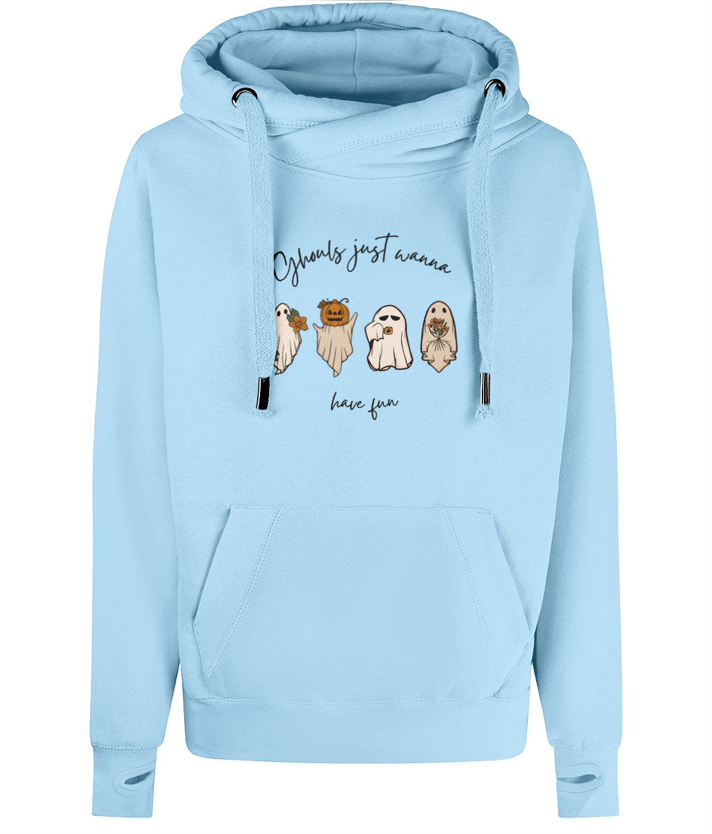 Unisex Halloween Cross Neck Ghost Hoodie