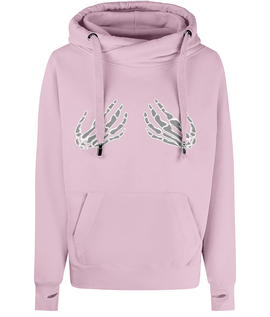 Unisex Cross Neck Skeleton Hand Hoodie