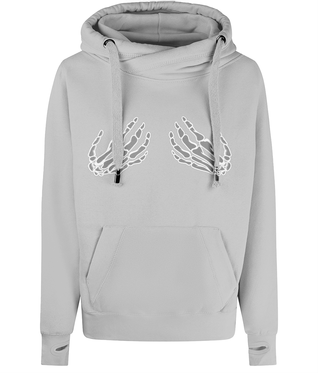 Unisex Cross Neck Skeleton Hand Hoodie