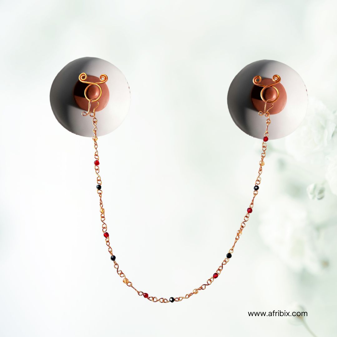 Adagio Chain Adjustable Non-permanent Crystal Nipple Rings, No Piercing Jewellery