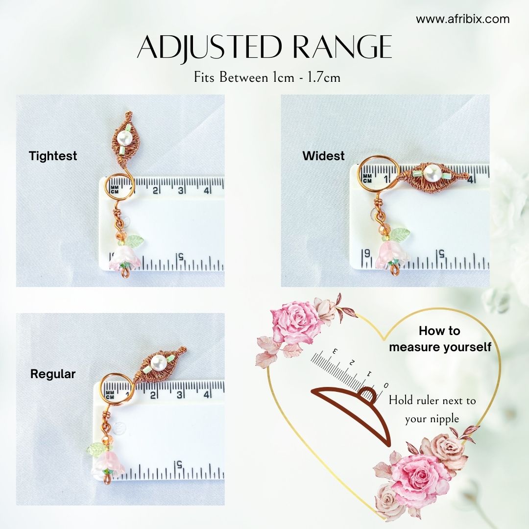 Bloom Adjustable Non-permanent Pearl Nipple Rings, No Piercing Jewellery - Set of 2