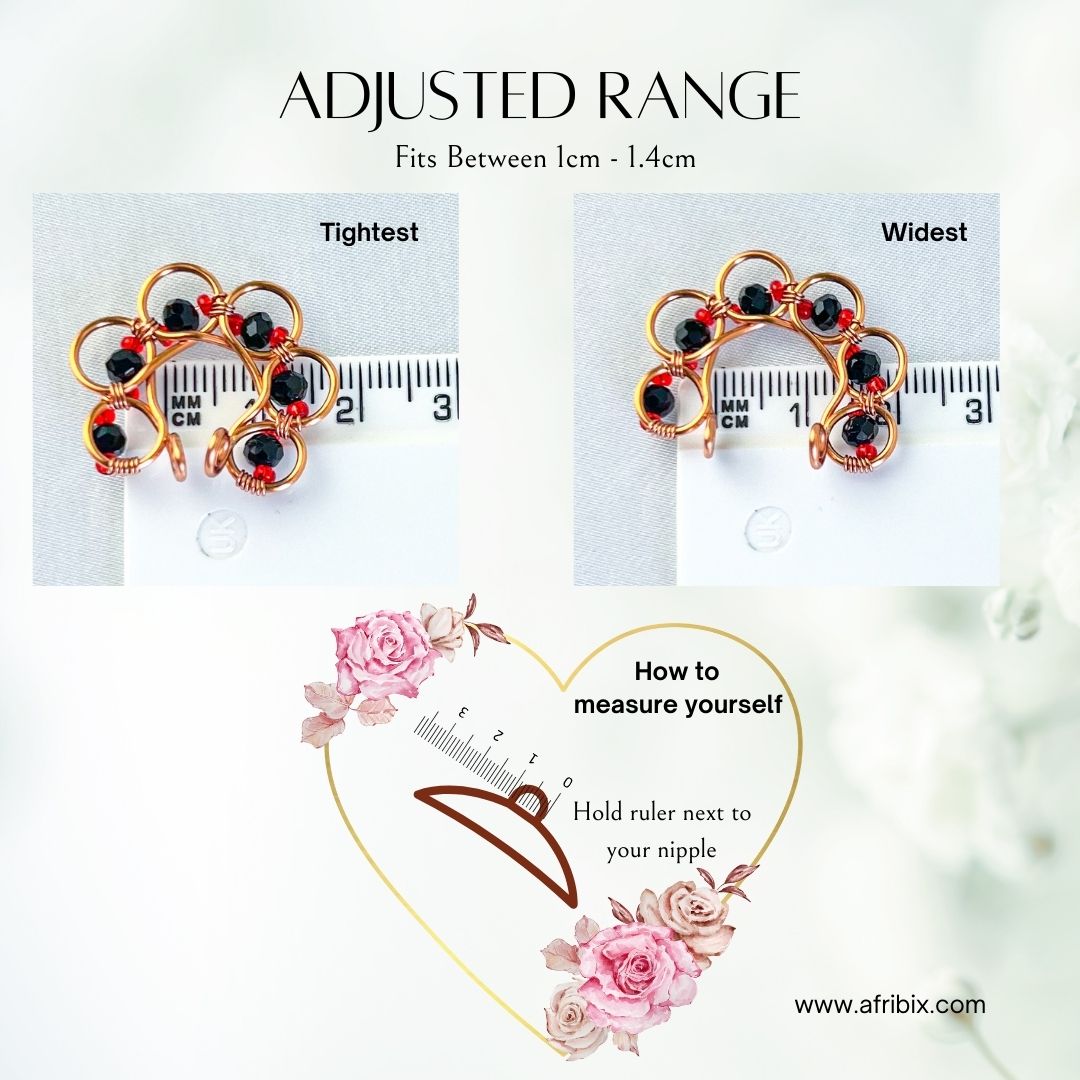 Majesty Crystal Adjustable Non-permanent Nipple Rings, No Piercing Jewellery - Set of 2