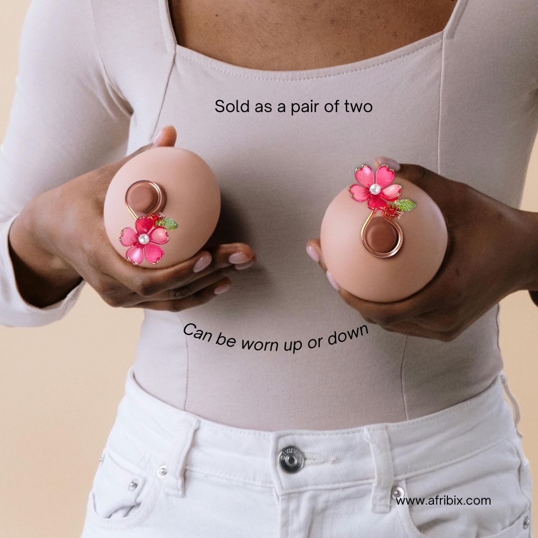 Nocturne Flower Adjustable Non-permanent Nipple Rings, No Piercing Jewellery - Set of 2