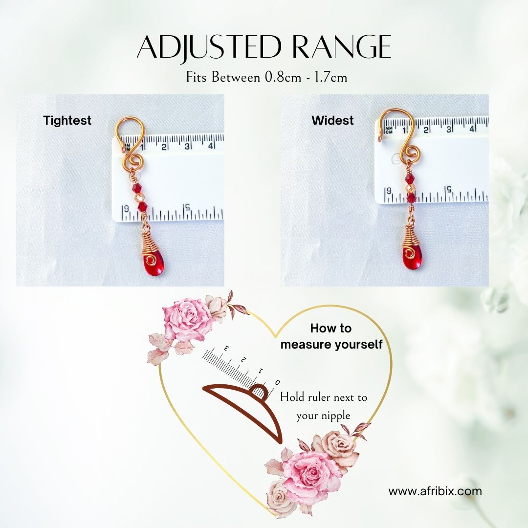 Serenade Adjustable Non-permanent Crystal Nipple Rings, No Piercing Jewellery - Set of 2