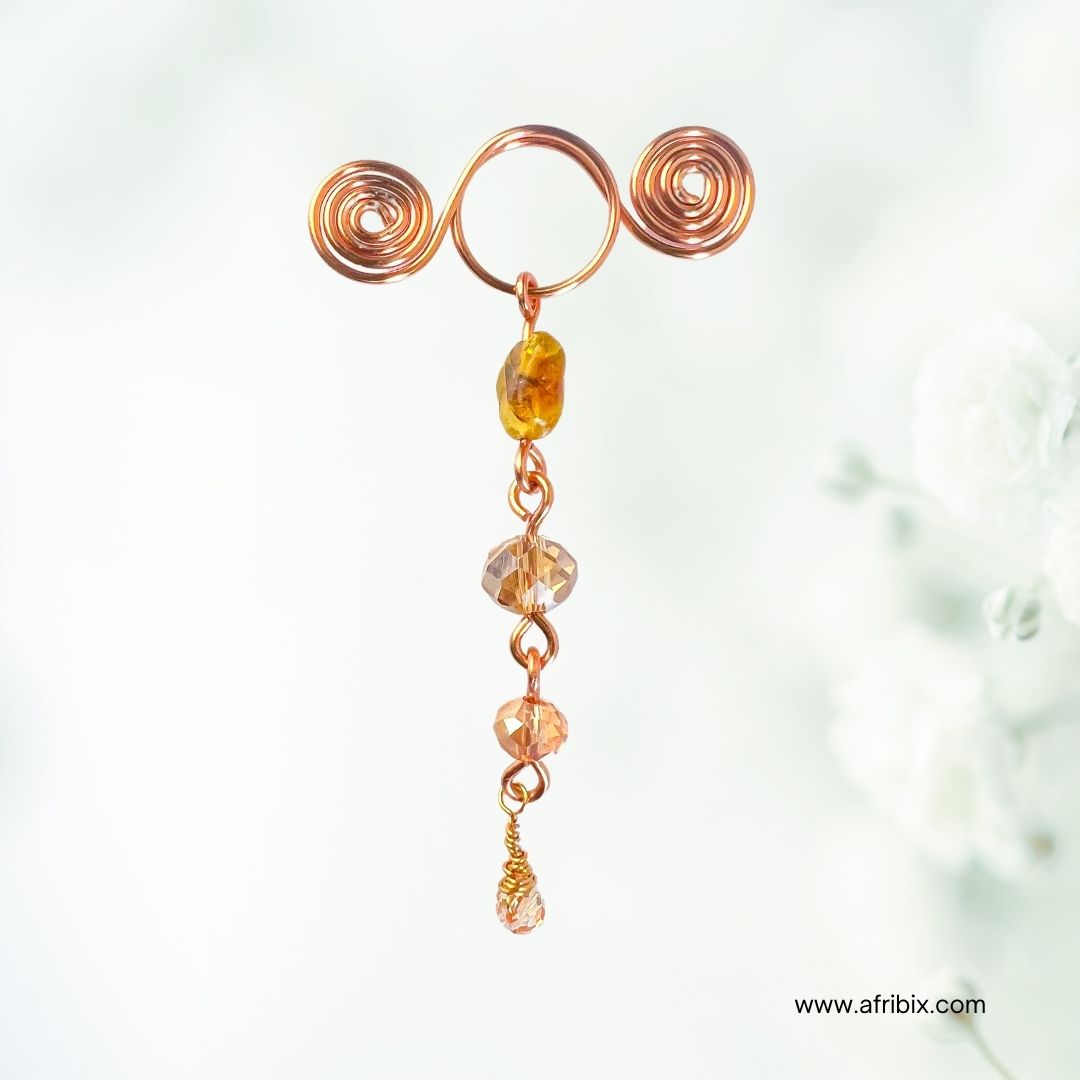 Syreni Citrine Adjustable Non-permanent Crystal Nipple Rings, No Piercing Jewellery - Set of 2