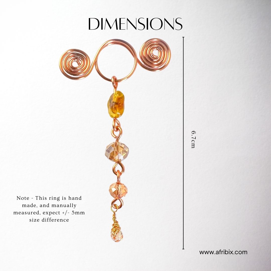 Syreni Citrine Adjustable Non-permanent Crystal Nipple Rings, No Piercing Jewellery - Set of 2