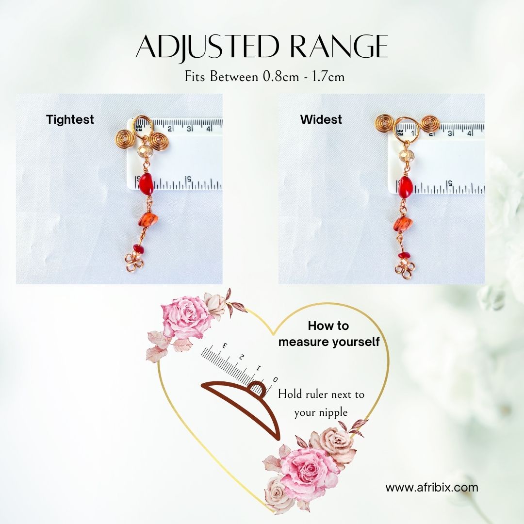 Syreni Coral Adjustable Non-permanent Crystal Nipple Rings, No Piercing Jewellery - Set of 2