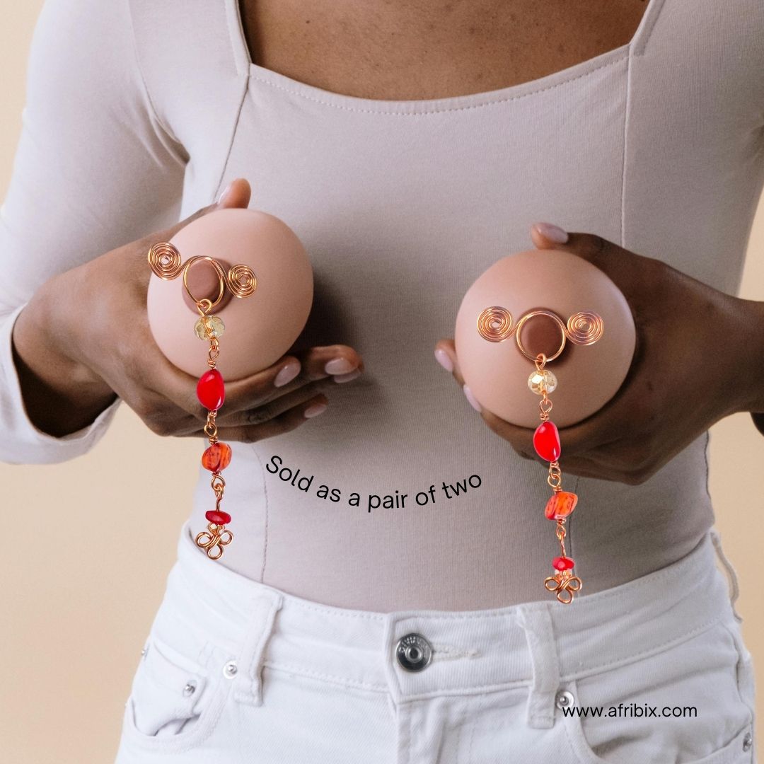 Syreni Coral Adjustable Non-permanent Crystal Nipple Rings, No Piercing Jewellery - Set of 2