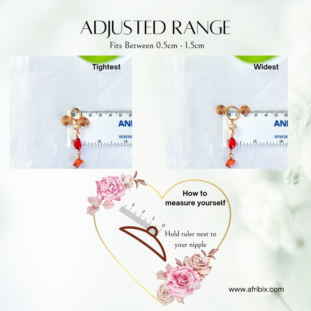 Crystal Tiara Adjustable Non-permanent Nipple Rings, No Piercing Jewellery - Set of 2