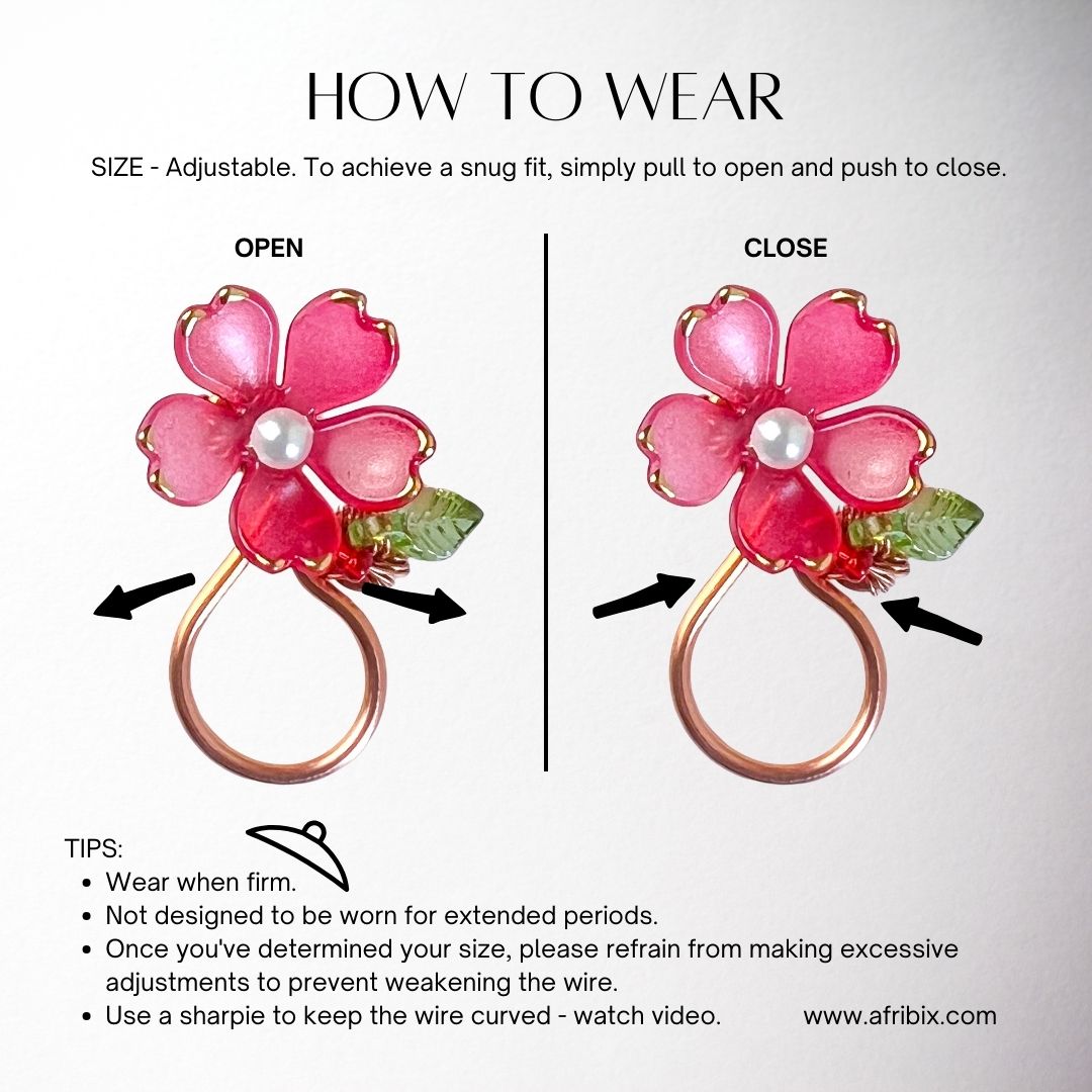 Nocturne Flower Adjustable Non-permanent Nipple Rings, No Piercing Jewellery - Set of 2