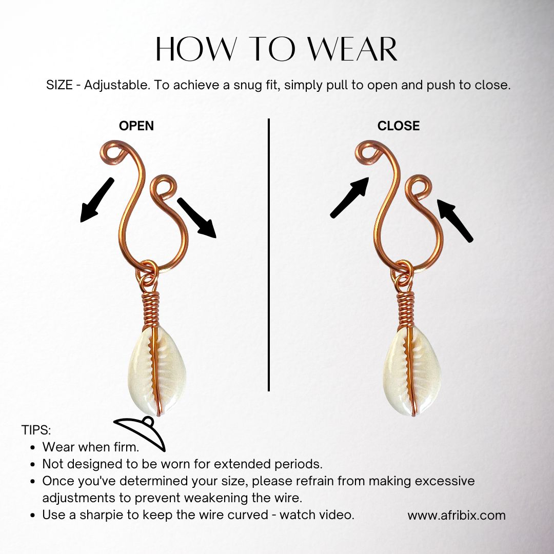 Nocturne Cowrie Adjustable Non-permanent Nipple Rings, No Piercing Jewellery - Set of 2