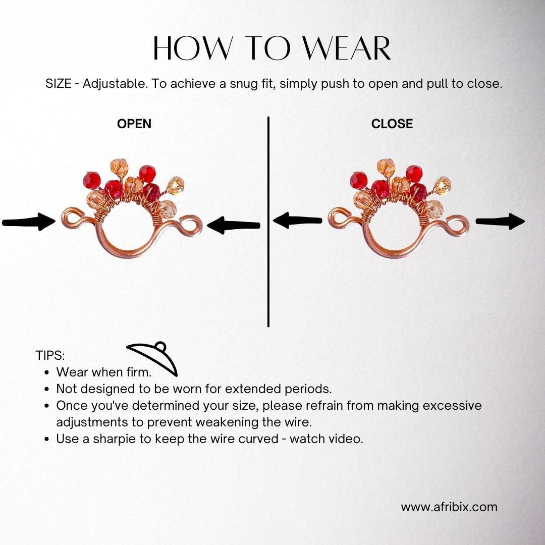 Crystal Tiara Adjustable Non-permanent Nipple Rings, No Piercing Jewellery - Set of 2