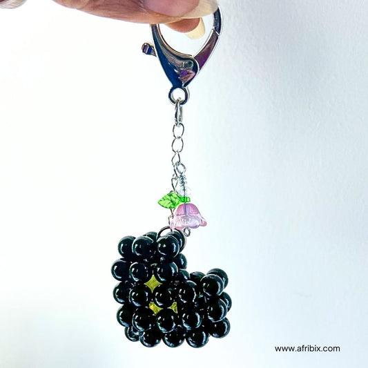 Love Heart Black Bag Charm, Women's Floral Bag Accessory