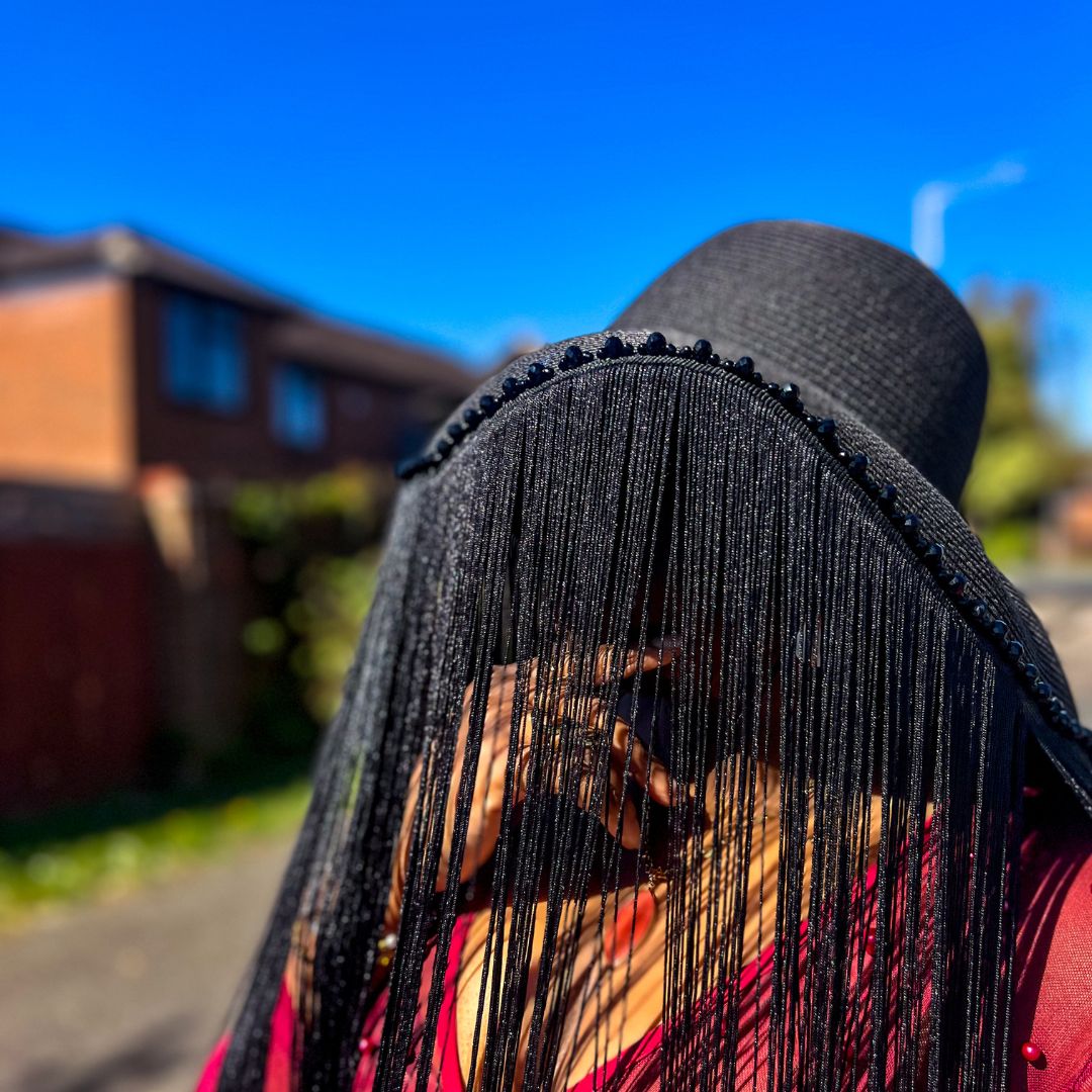 AfriBix Black Fringe Statement Hat - Diva