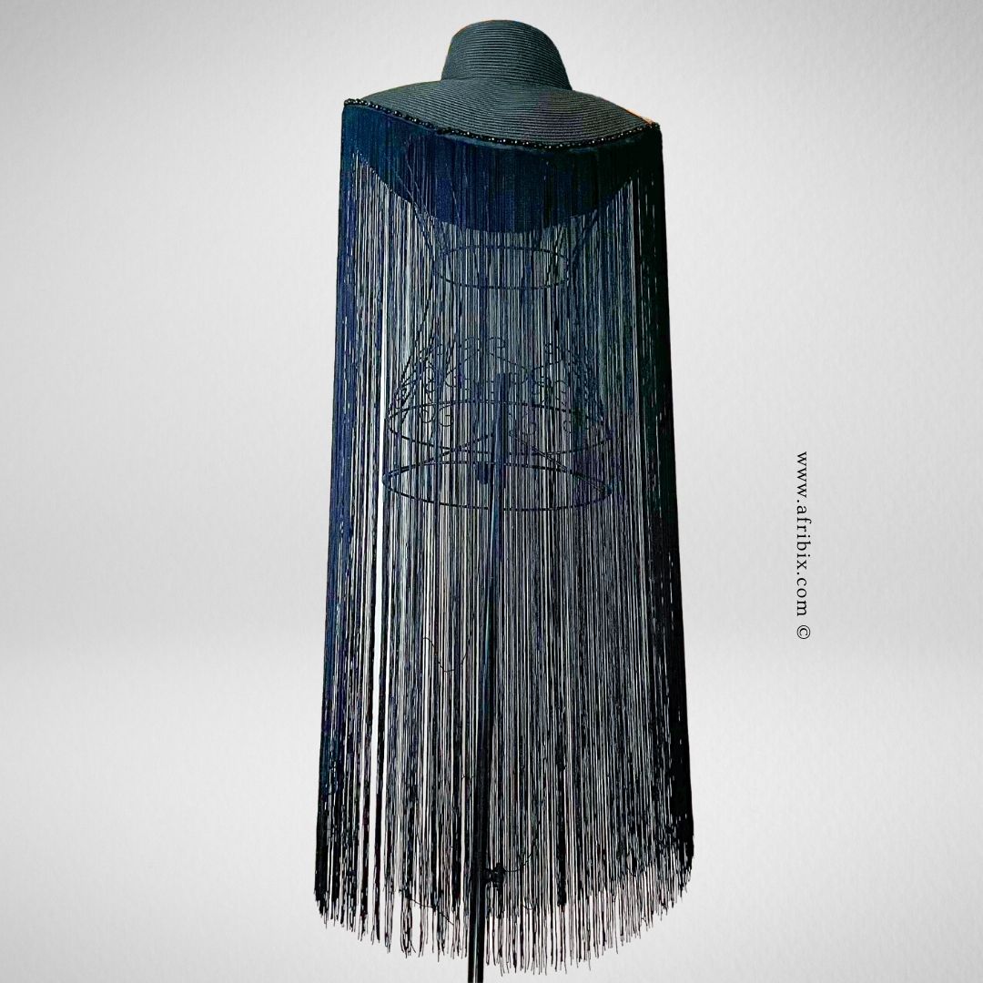 AfriBix Black Fringe Statement Hat - Diva