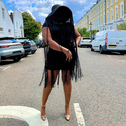 AfriBix Black Fringe Statement Hat - Diva