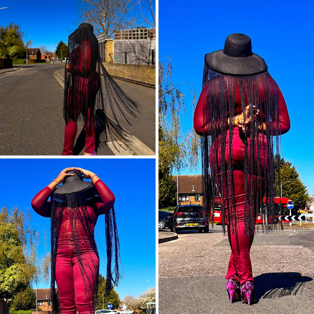 AfriBix Black Fringe Statement Hat - Diva