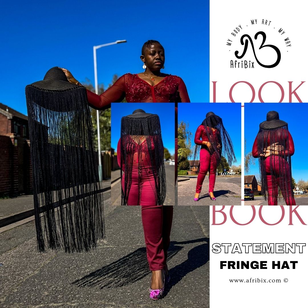 AfriBix Black Fringe Statement Hat - Diva