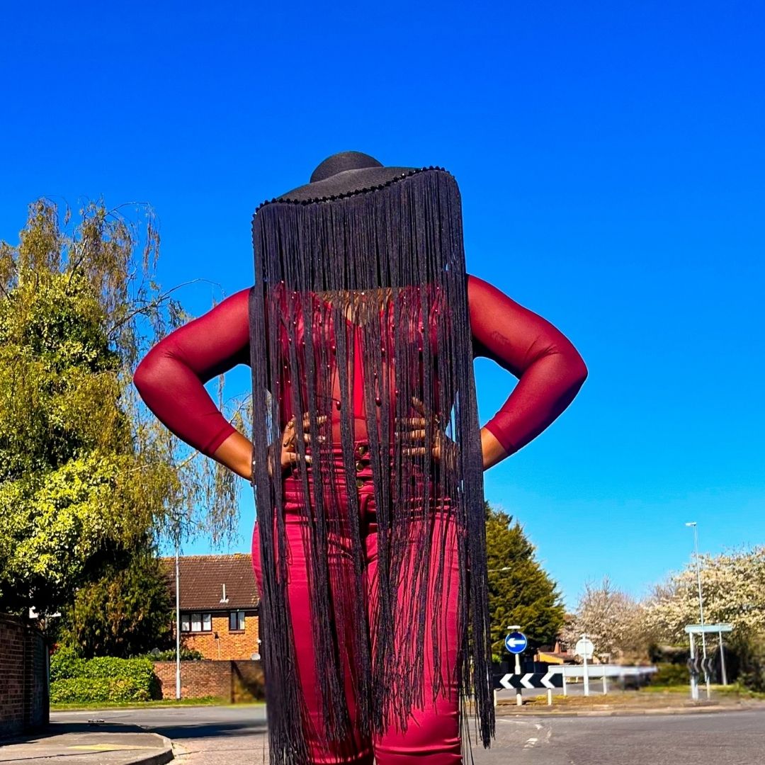 AfriBix Black Fringe Statement Hat - Diva