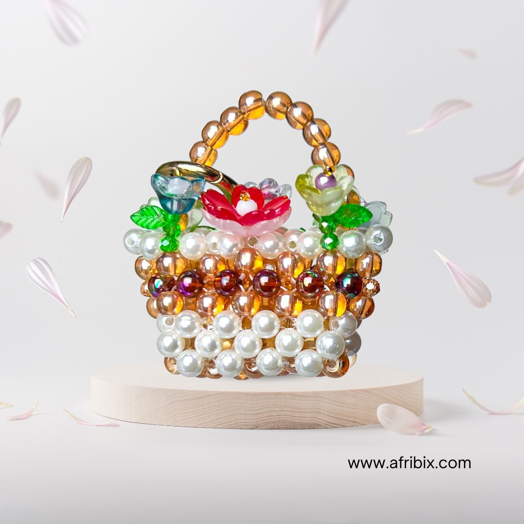 Lily Flower Basket Luxury Bag Charm, Tulip Bouquet Purse Charm, Women Bag Accessories