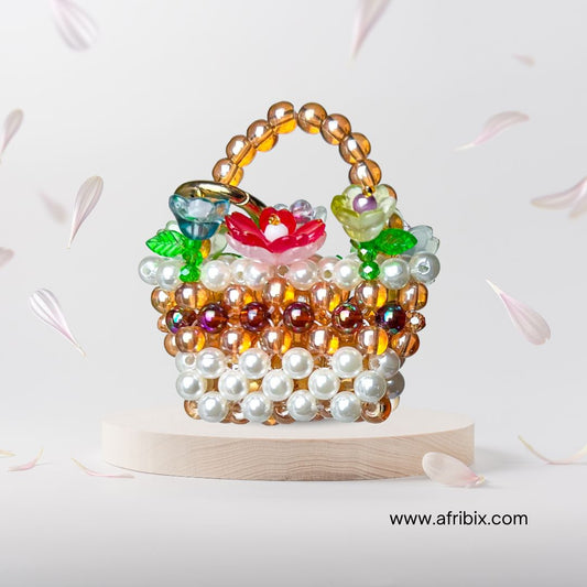 Lily Flower Basket Luxury Bag Charm, Tulip Bouquet Purse Charm, Women Bag Accessories