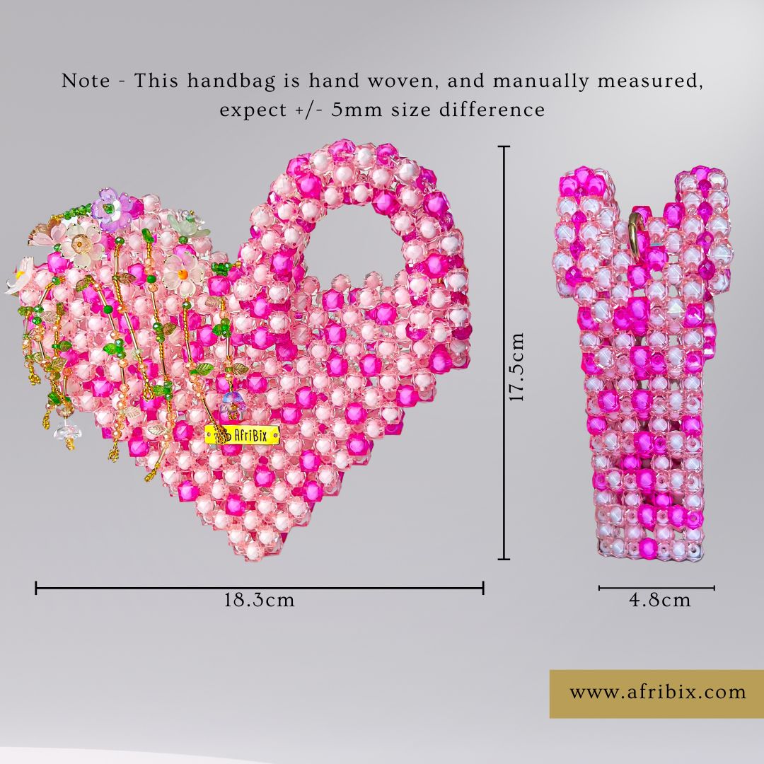 Bloom Floral Heart Pink Clutch Love Hand Bag