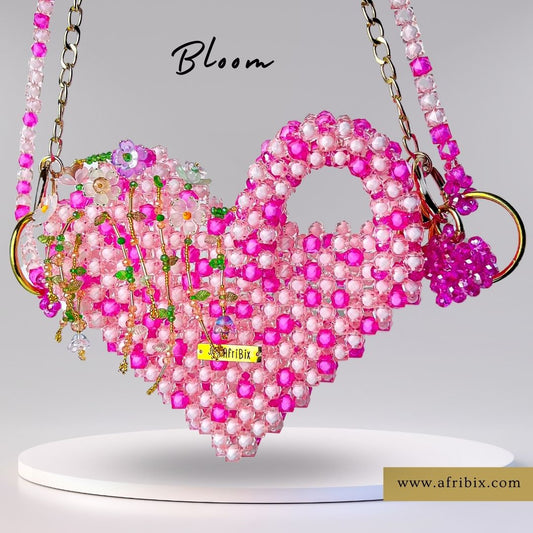 Bloom Floral Heart Pink Clutch Love Hand Bag