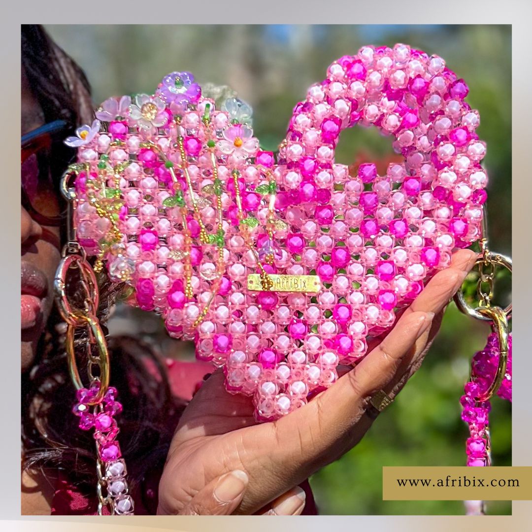 Bloom Floral Heart Pink Clutch Love Hand Bag