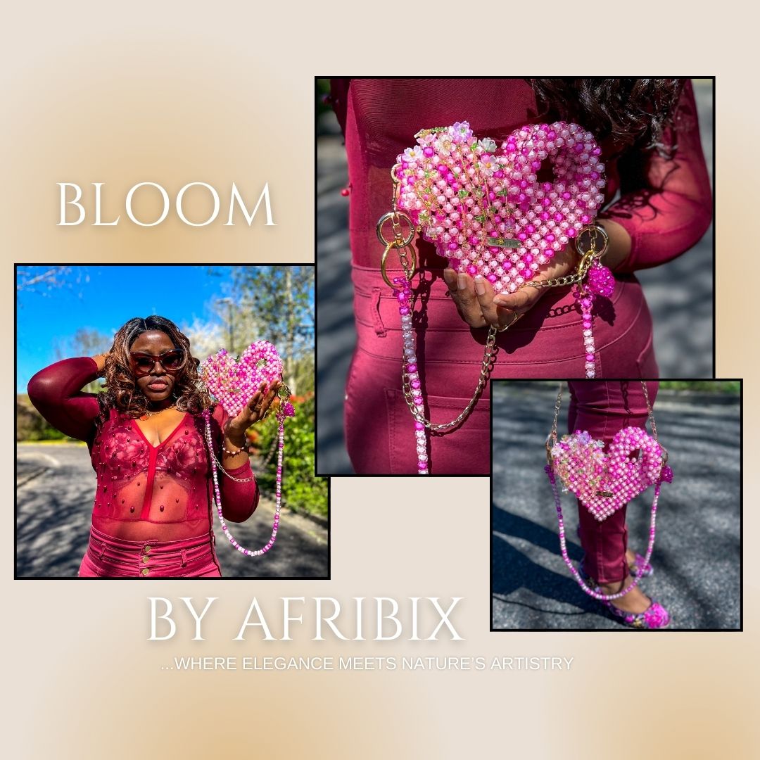 Bloom Floral Heart Pink Clutch Love Hand Bag